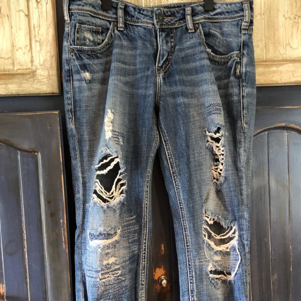 Silver distressed jeans